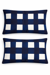 Navy Checkered Pillow Cover Set