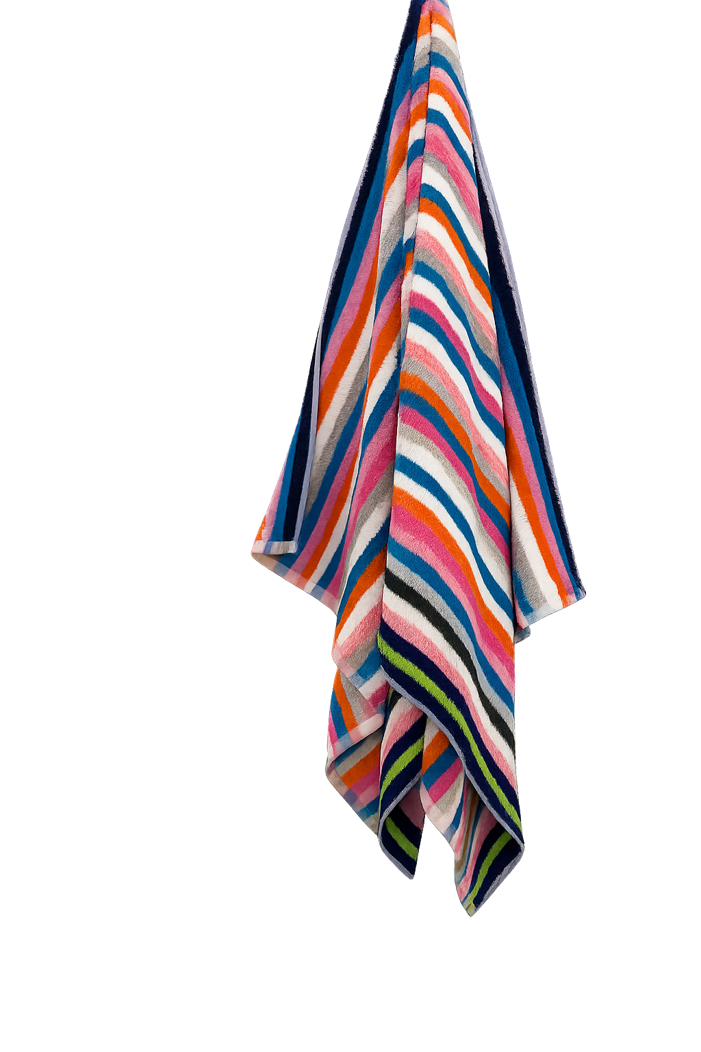 Multicolored striped towel on a white background