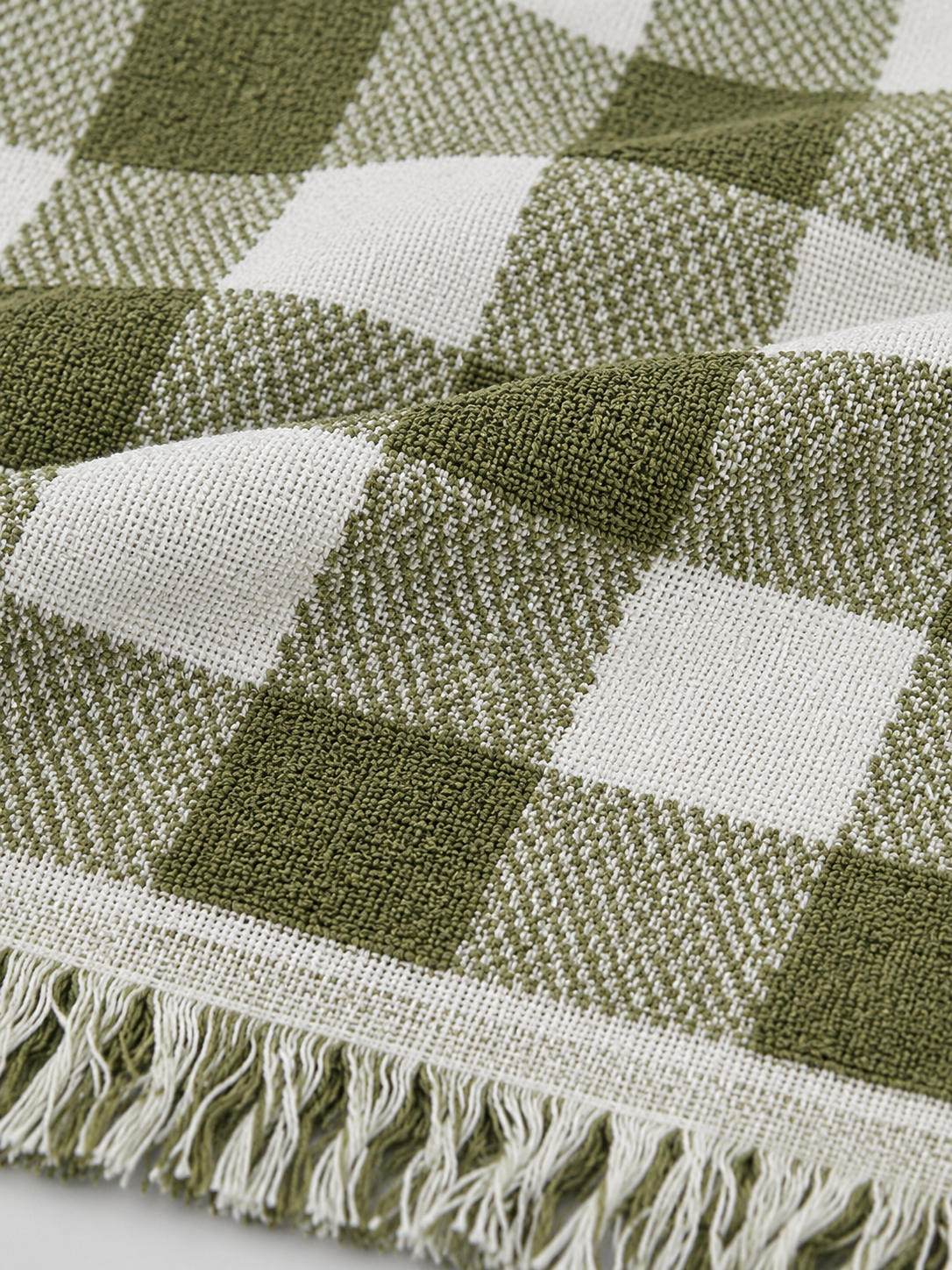 Olive Green Check Cotton Bath Towel