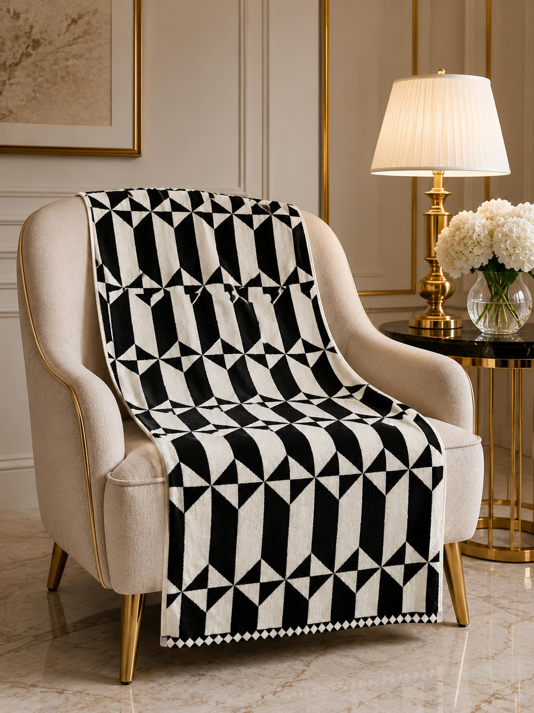 Monochrome Geometric Luxe Bath Towel