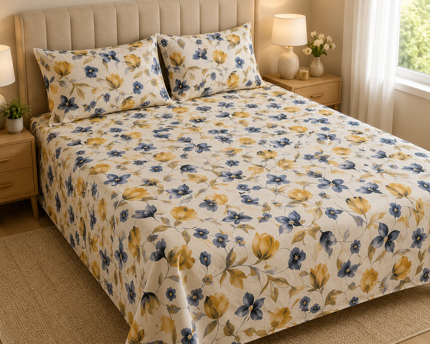 Mustard Blooms Bedsheet set