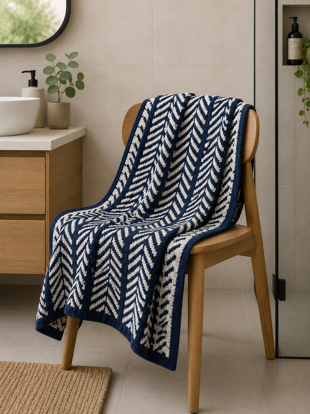 Navy Chevron Cotton Sheet