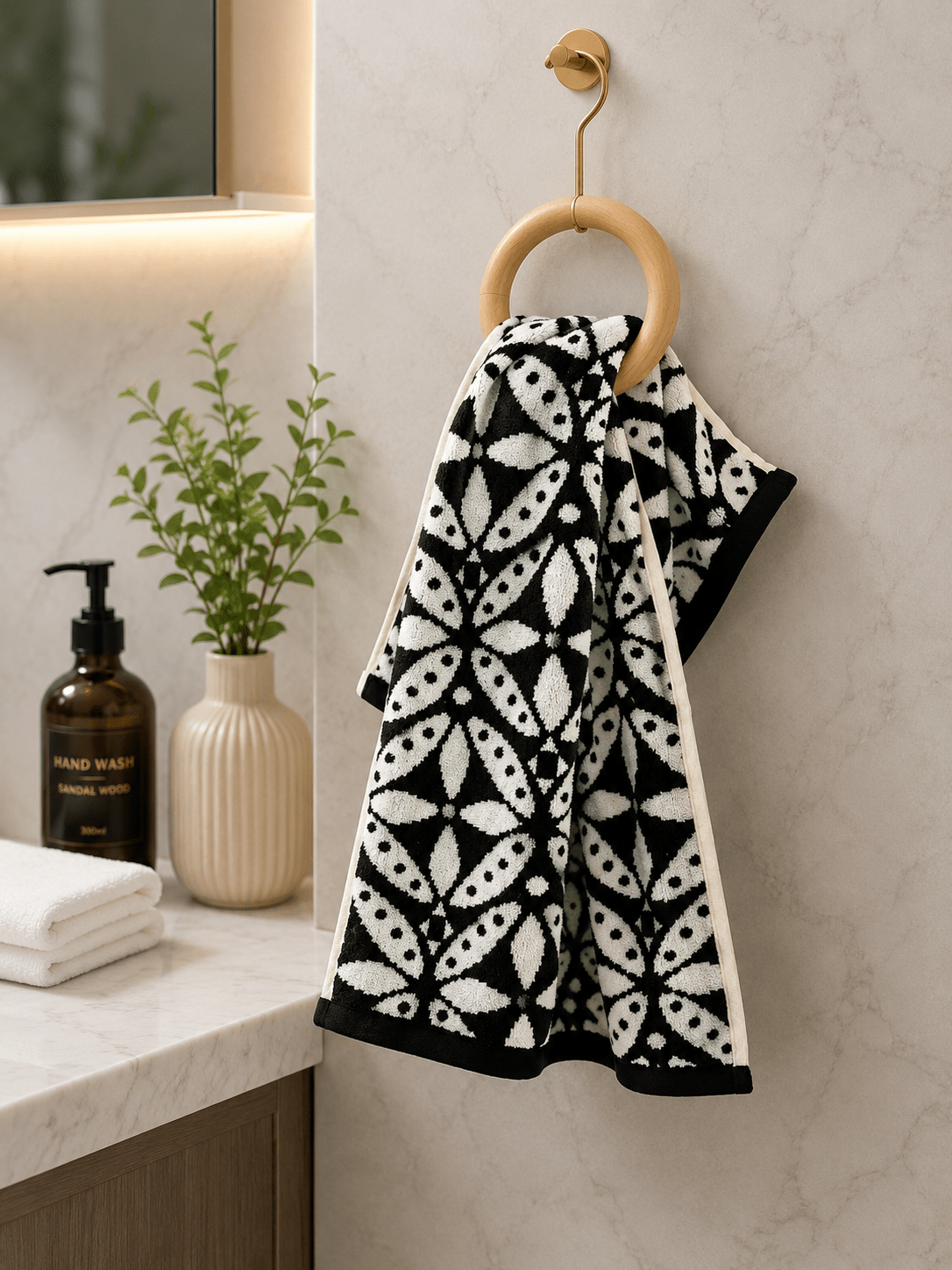 Geometric Print Cotton Towel - Toliya.co
