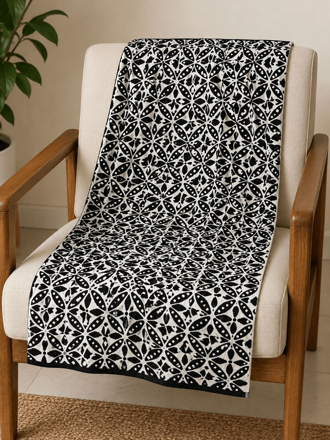 Geometric Print Cotton Towel - Toliya.co