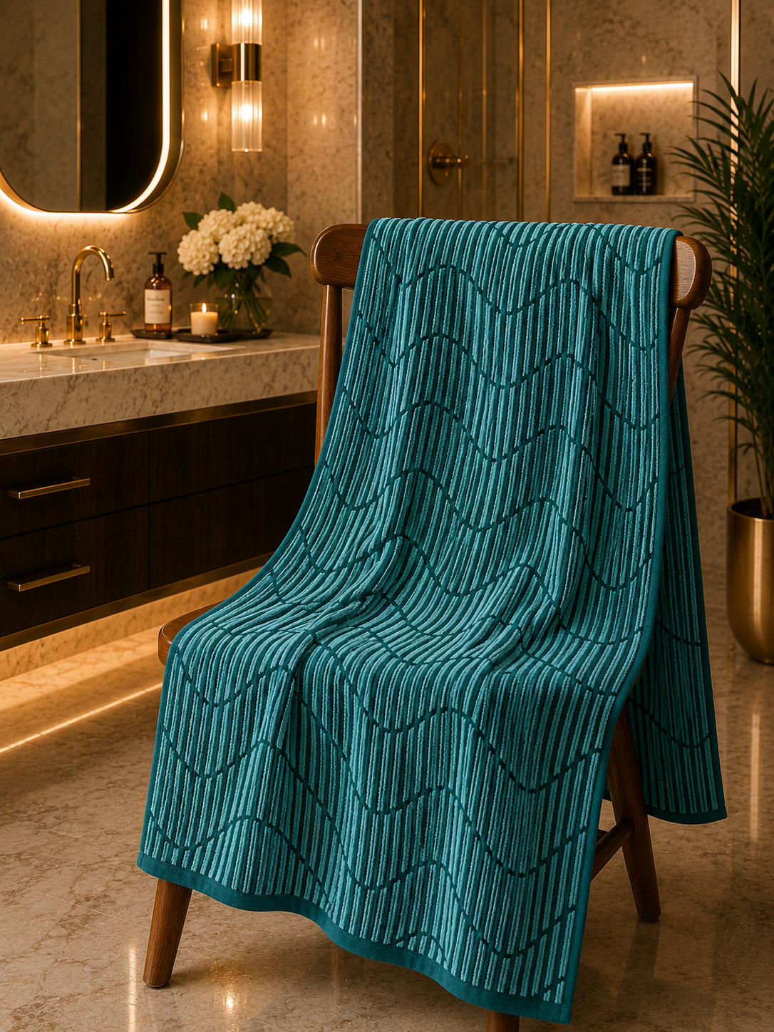 Wave Pattern Cotton Towel