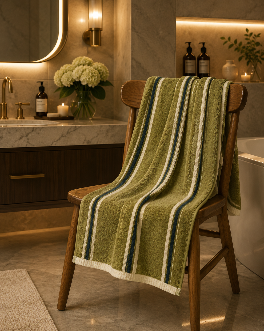 Striped Cotton Bath Towel