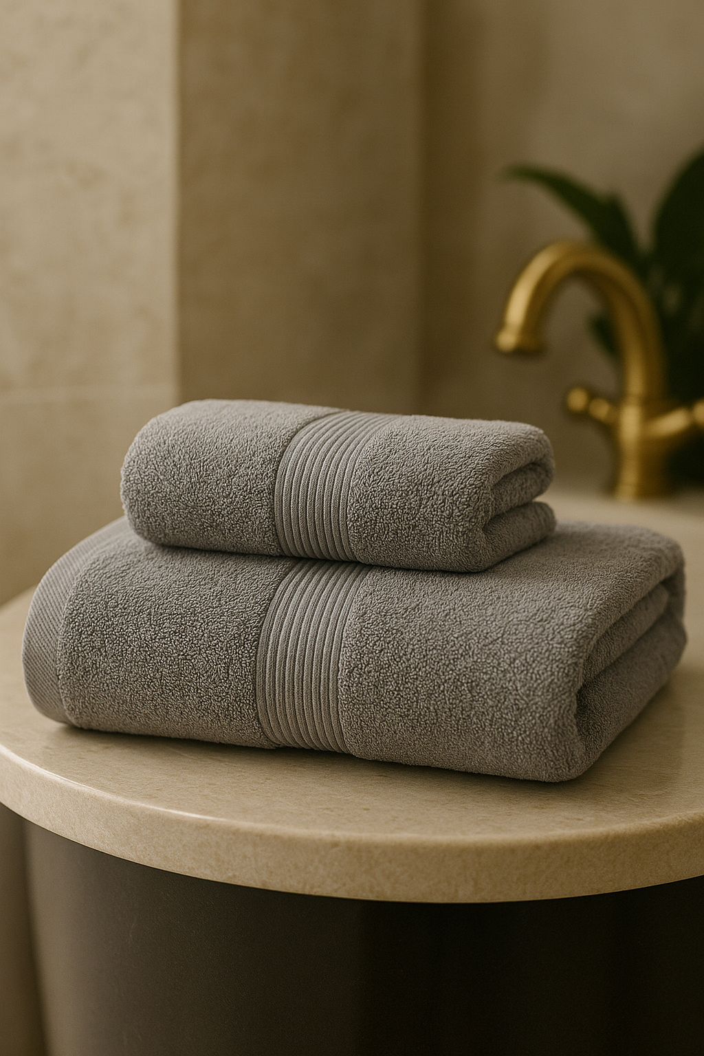 Cotton Towel Gray Plain Pack of 2