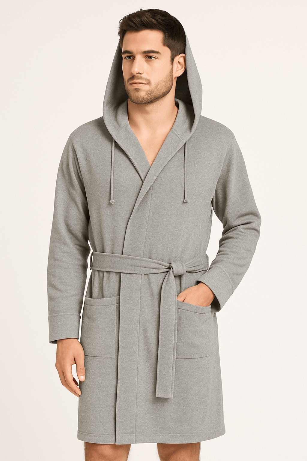 Unisex Bathrobe Cap Hooded Sports Gray