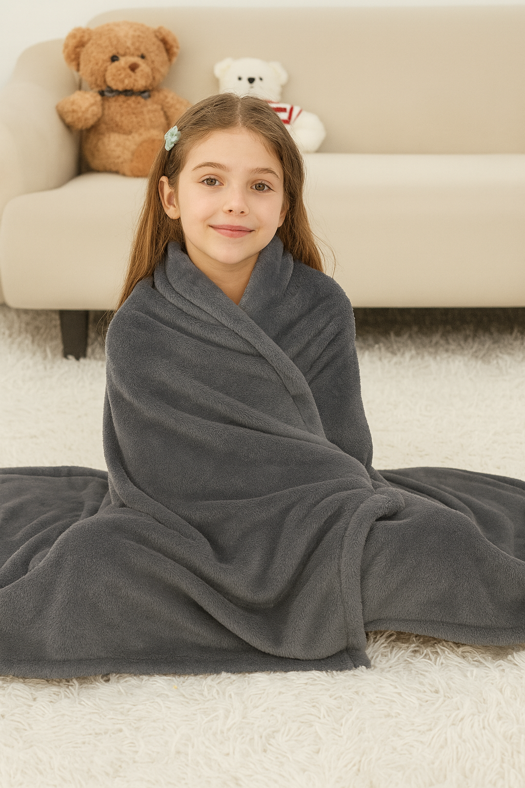Kids plush blanket grey