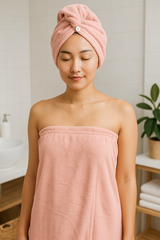 women shower wrap with Hair Turban