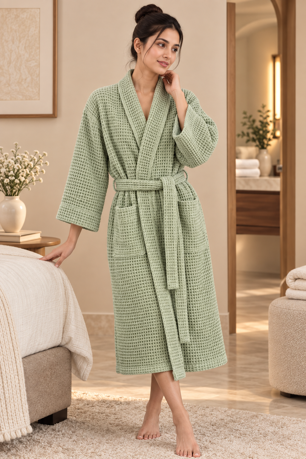 Premium Waffle Weave Bathrobe