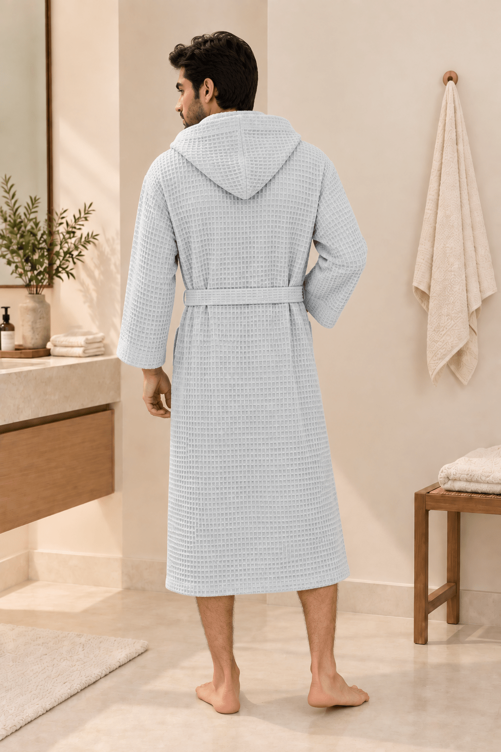 Waffle Hooded Bathrobe - Toliya.co