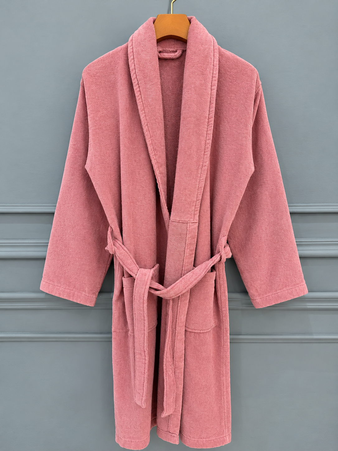 Dusty Rose Terry Bathrobe