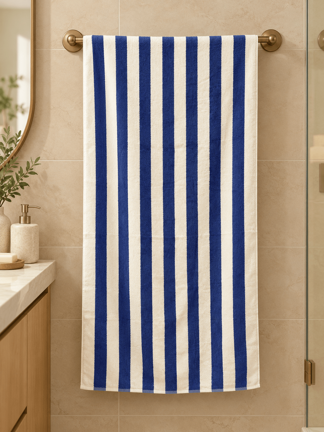Navy Stripe Luxe Towels - Toliya.co