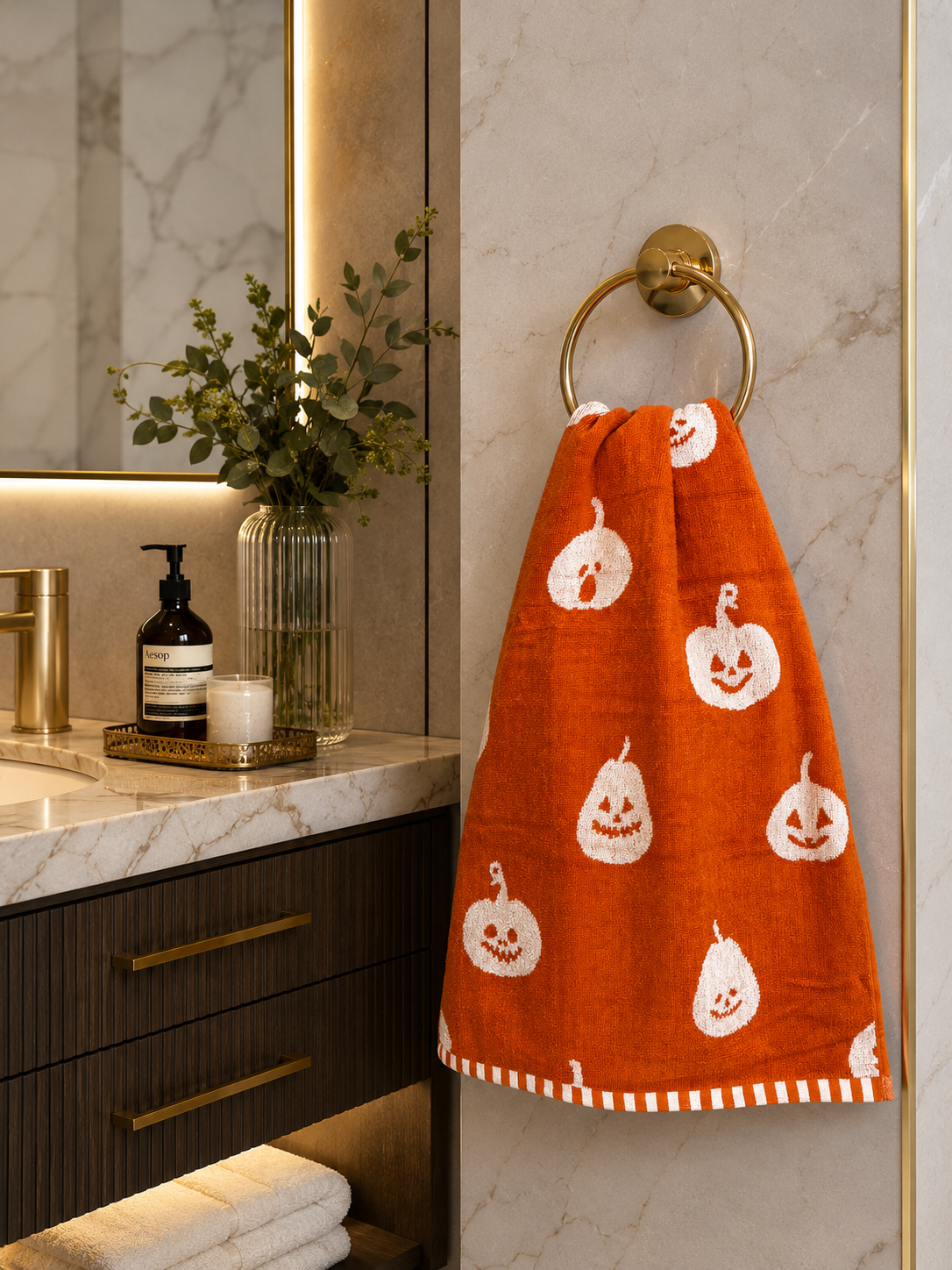 Pumpkin Glow Halloween Printed Towel
