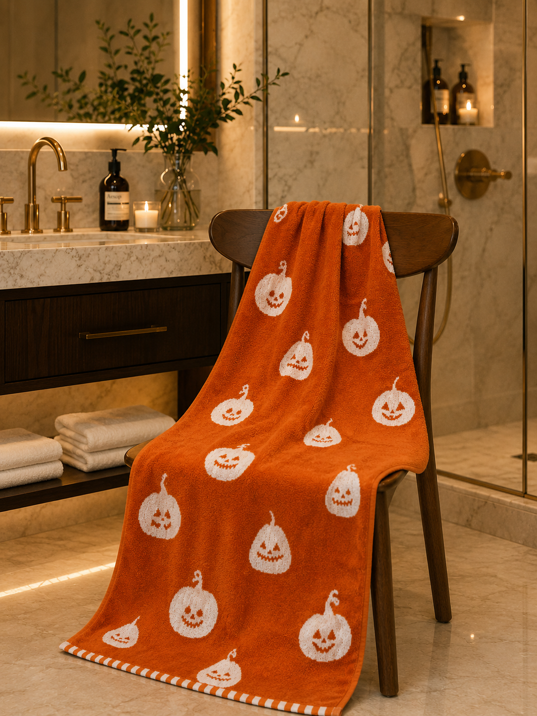 Pumpkin Glow Halloween Printed Towel