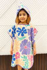 Kids Poncho Floral White