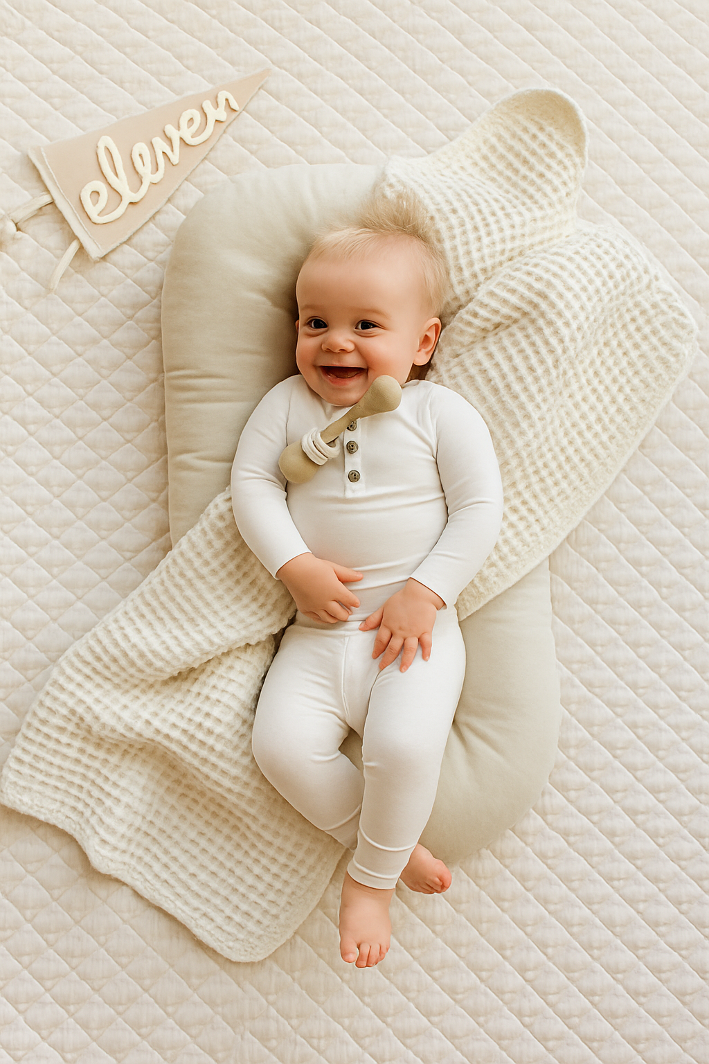 Summer Kids Waffle Blanket off White