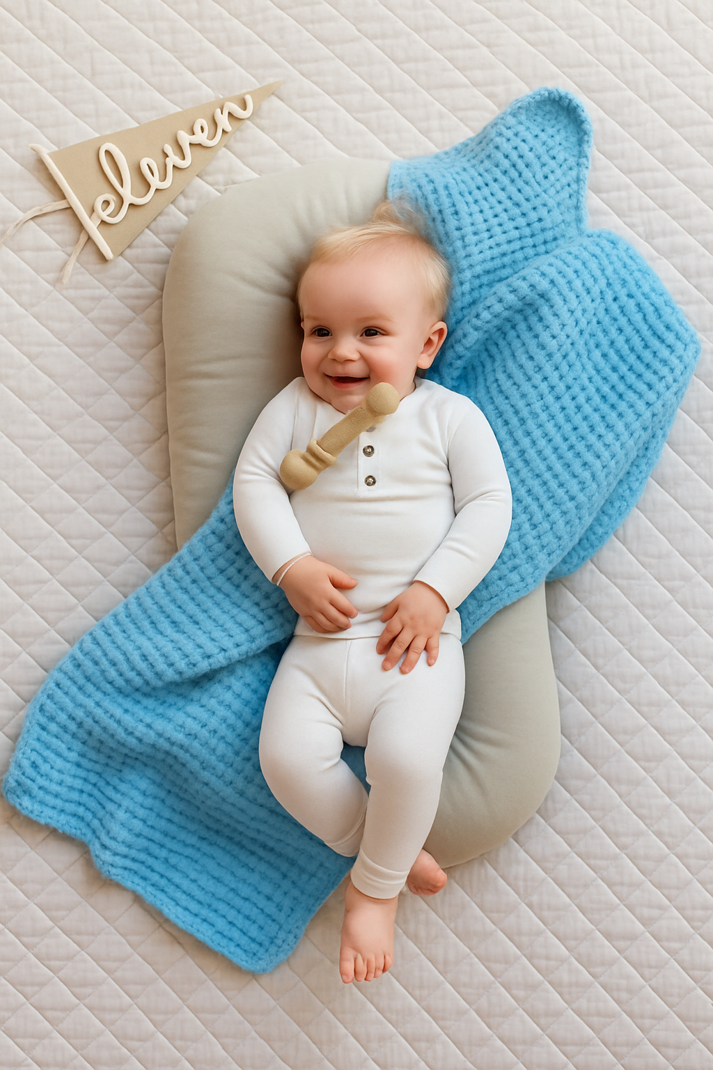 Summer Kids Waffle Blanket Sky Blue