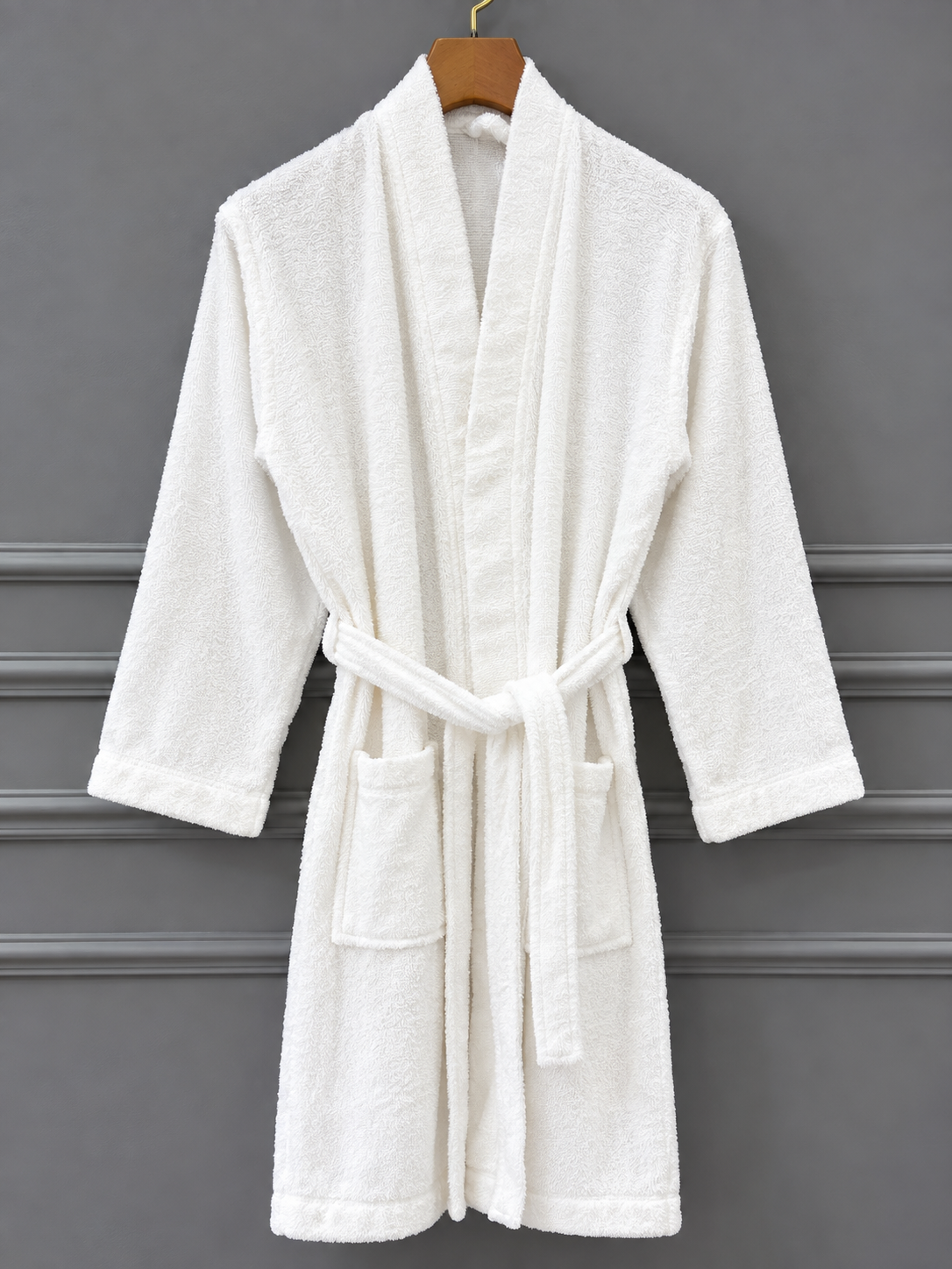 Women White Terry Bathrobe