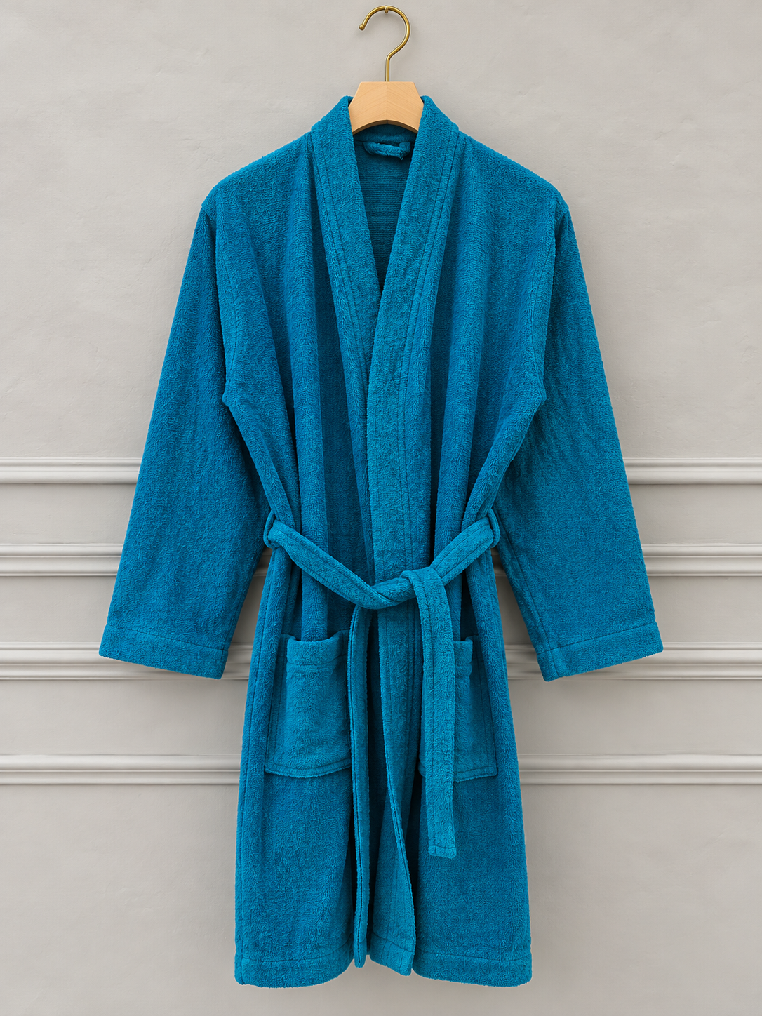 Premium Light Blue Terry Bathrobe