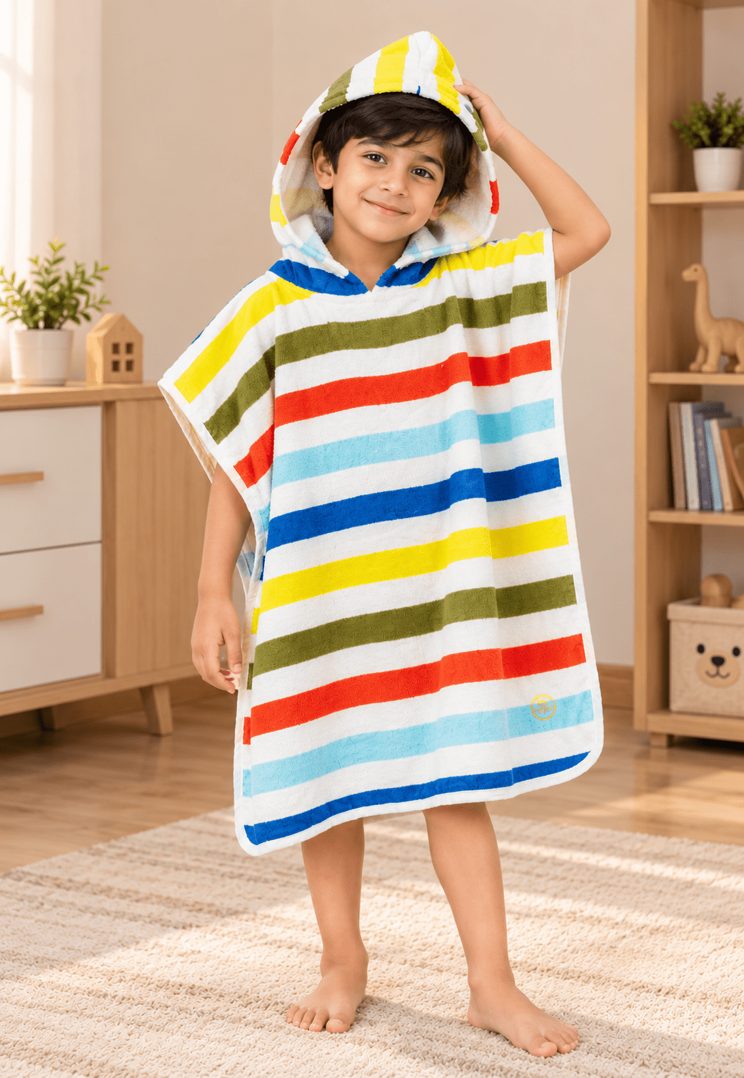 kids Hooded printed Poncho - Toliya.co
