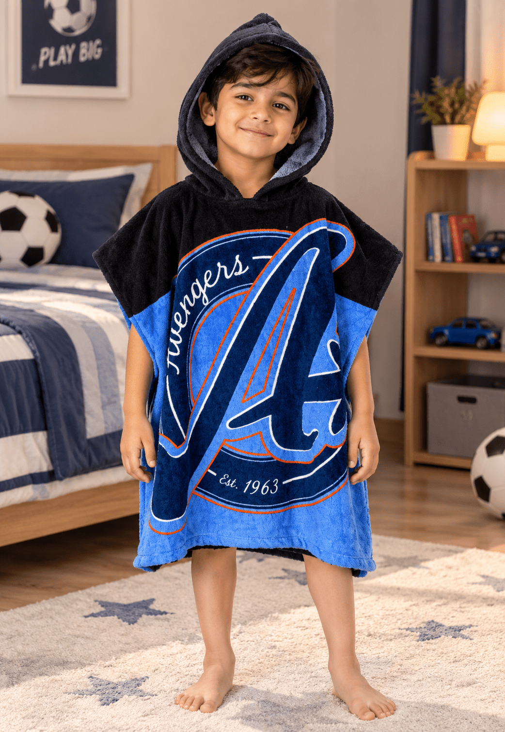 kids Hooded printed Poncho - Toliya.co