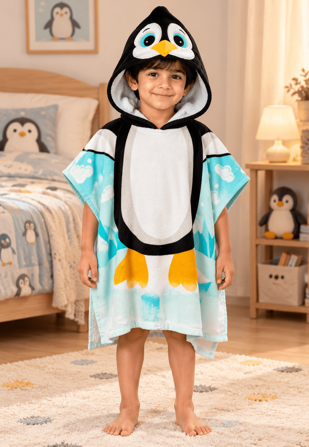 kids poncho penguin sky - Toliya.co