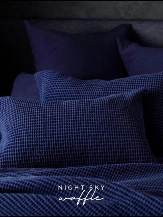 NAVY Cotton Waffle Weave King Size Blanket | Lightweight | Breathable