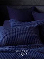 NAVY Cotton Waffle Weave King Size Blanket | Lightweight | Breathable