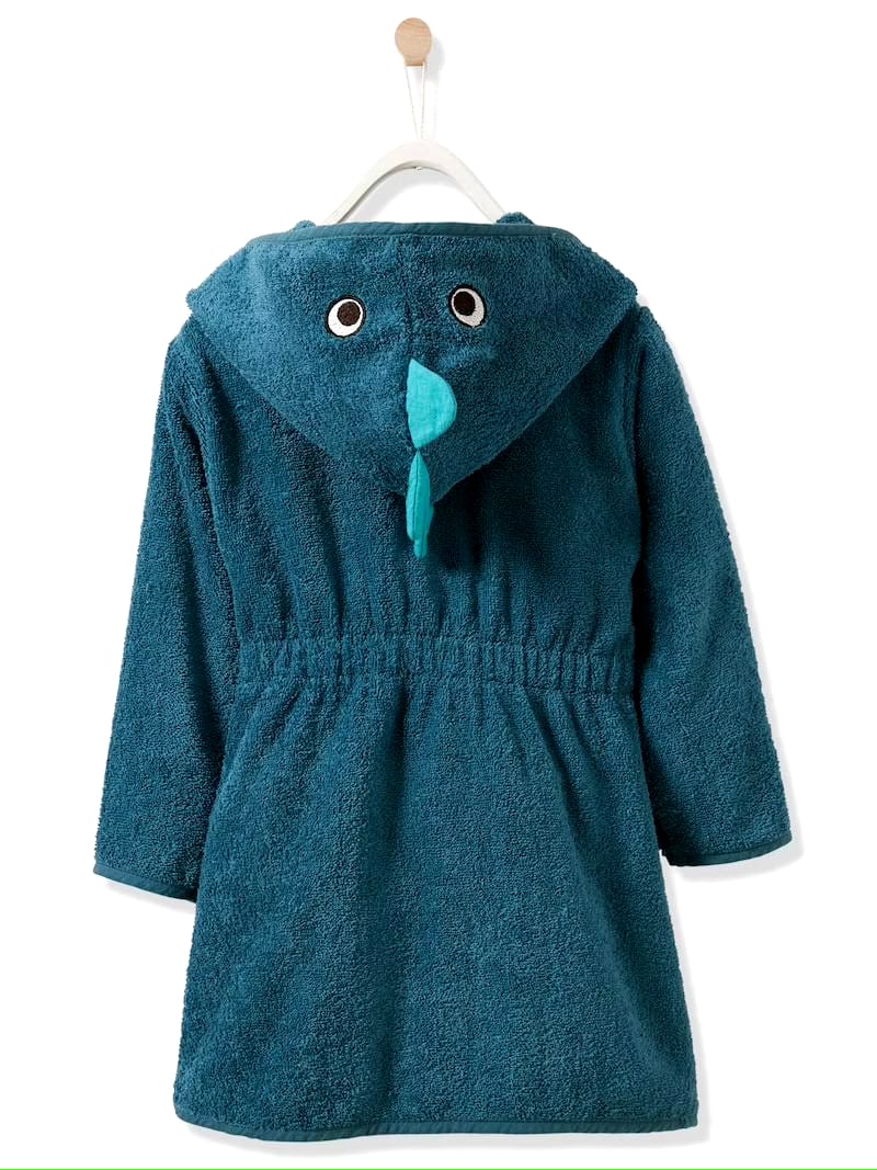 Dinosaur Hooded Kids Bathrobe – Dark Blue (Ages 4 to 10)