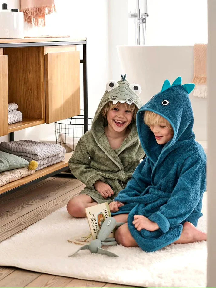 Crocodile Hooded Kids Bathrobe – Green (Ages 4 to 10)