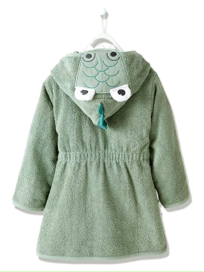 Crocodile Hooded Kids Bathrobe – Green (Ages 4 to 10)