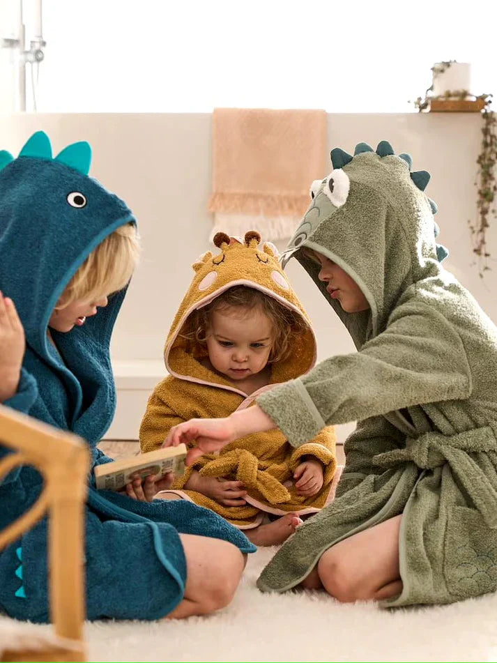 Crocodile Hooded Kids Bathrobe – Green (Ages 4 to 10)