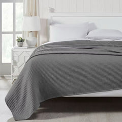CHARCOAL Cotton Waffle Weave King Size Blanket | Lightweight | Breathable