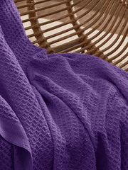 PURPLE Cotton Waffle Weave King Size Blanket | Lightweight | Breathable