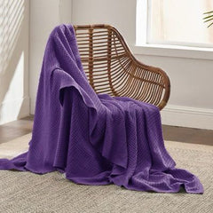 PURPLE Cotton Waffle Weave King Size Blanket | Lightweight | Breathable