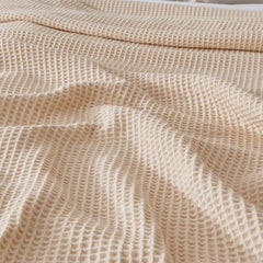 Beige Cotton Waffle Weave King Size Blanket | Lightweight | Breathable