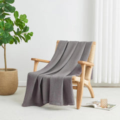 CHARCOAL Cotton Waffle Weave King Size Blanket | Lightweight | Breathable
