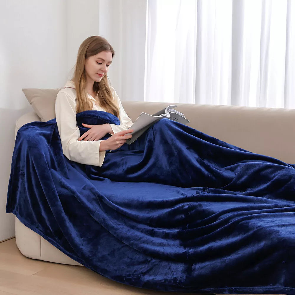 Summer Plush Blanket Navy Blue