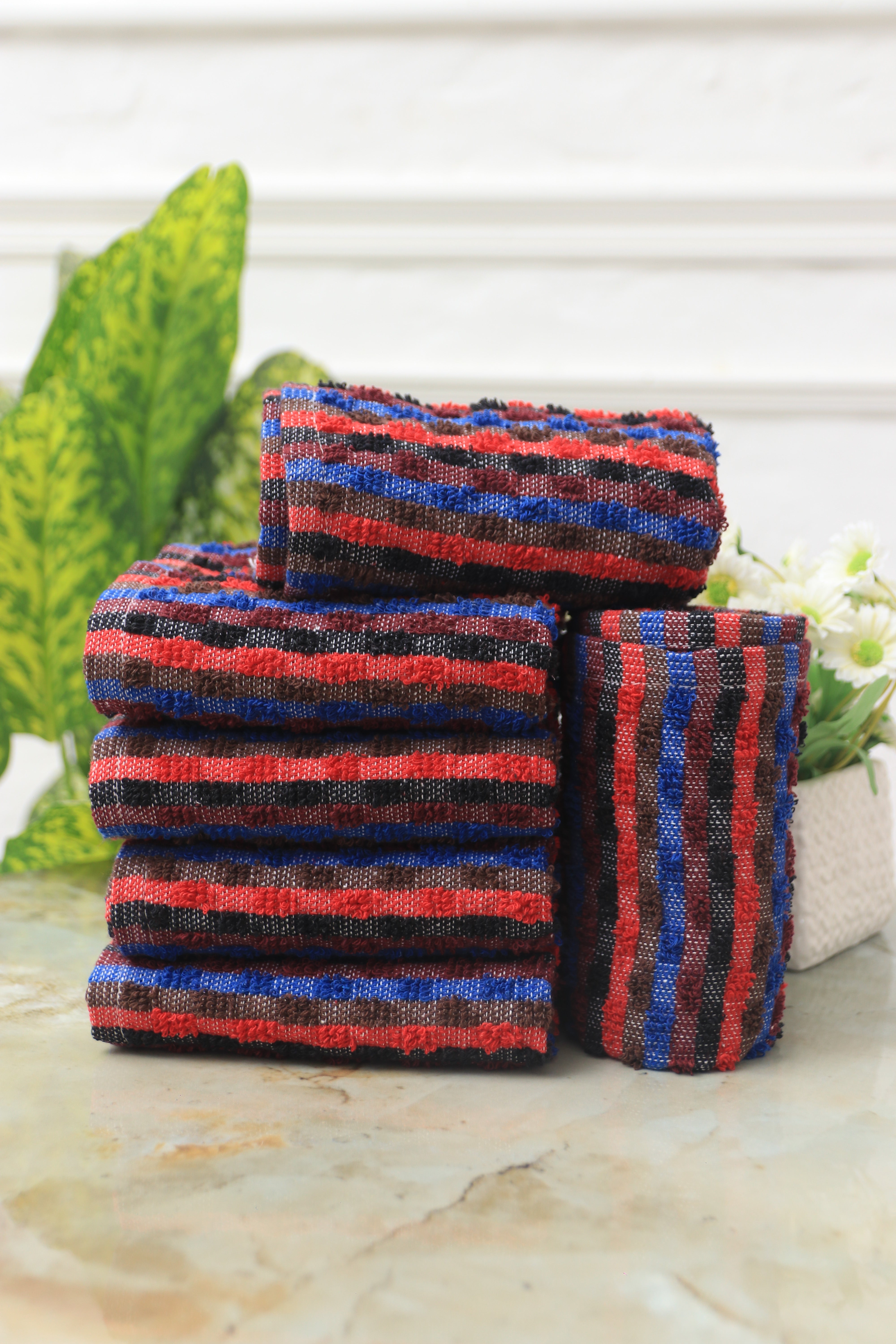 Kitchen Towel Red / Blue Pack 0f 6
