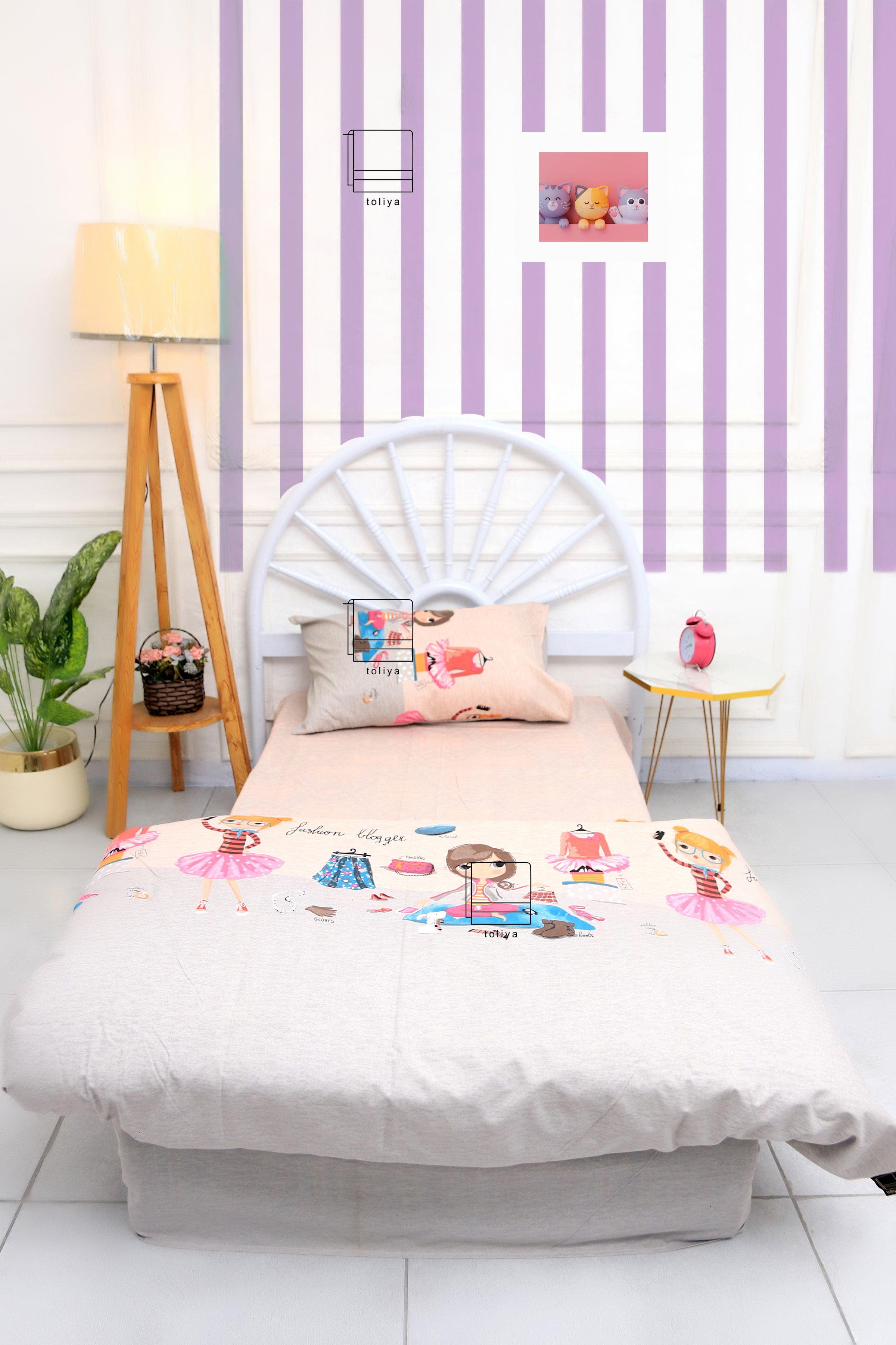 Kids Duvet Set with Flat Sheet with Pillow Cover