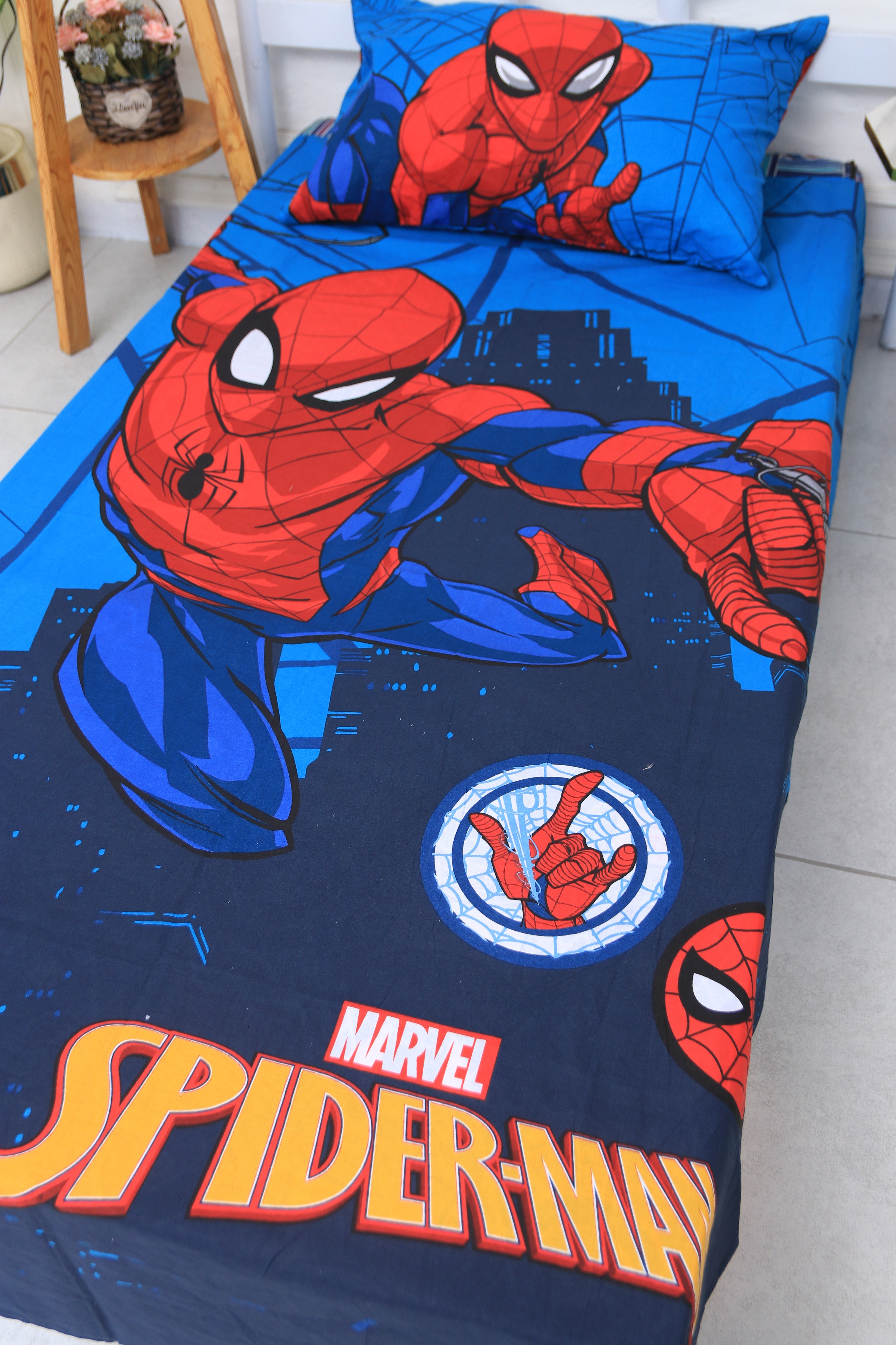 Kids Duvet Set with Flat Sheet with Pillow Cover Spider-Man