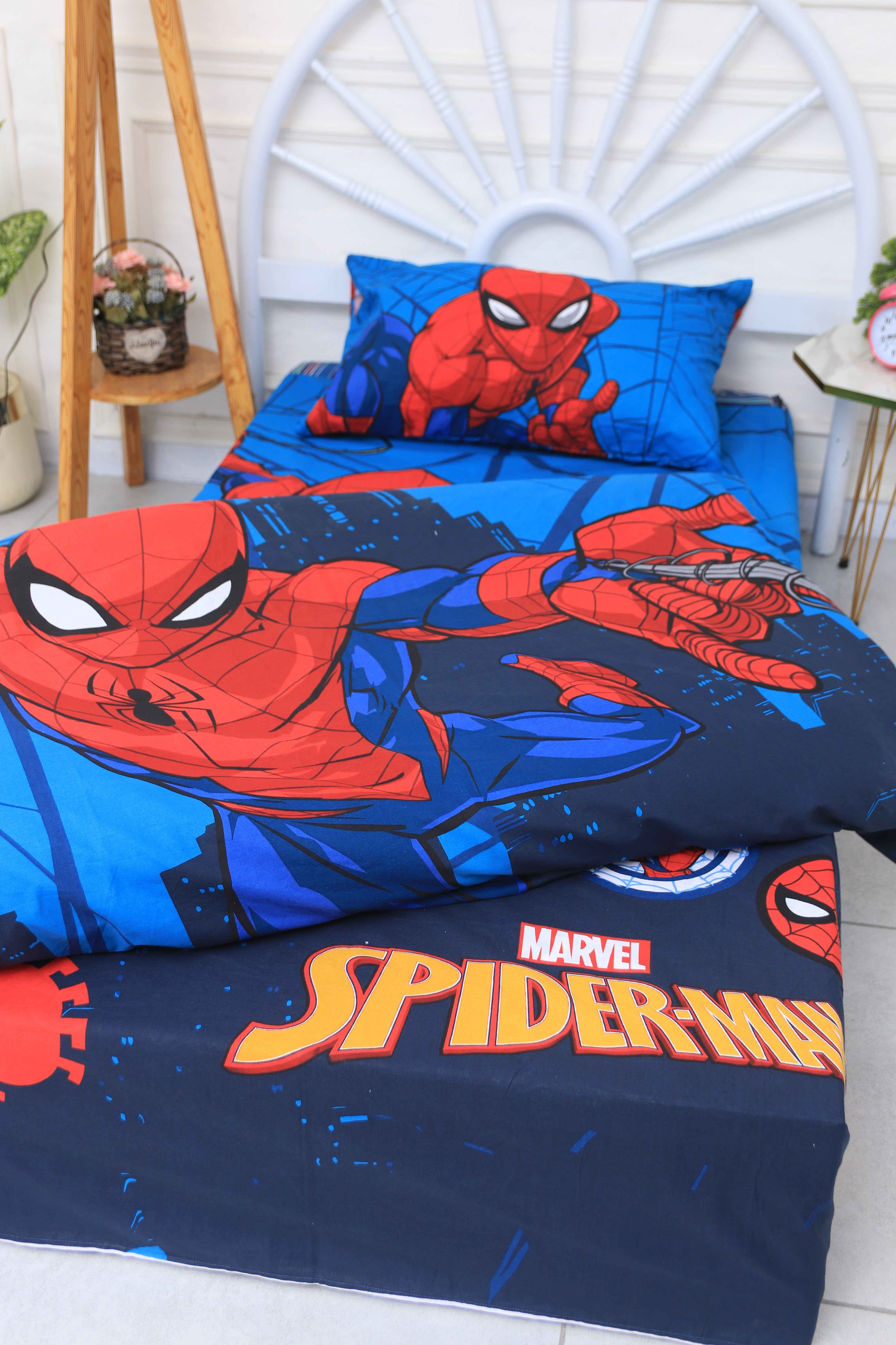 Kids Duvet Set with Flat Sheet with Pillow Cover Spider-Man