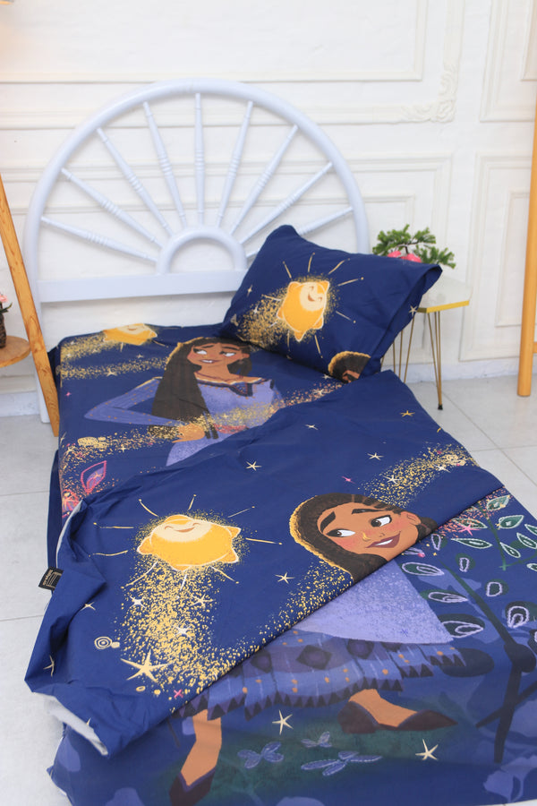 Kids Duvet Set with Flat Sheet with Pillow Cover Fairy Night