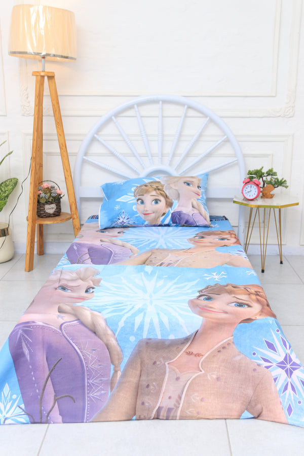 Kids Duvet Set with Flat Sheet with Pillow Cover Frozen