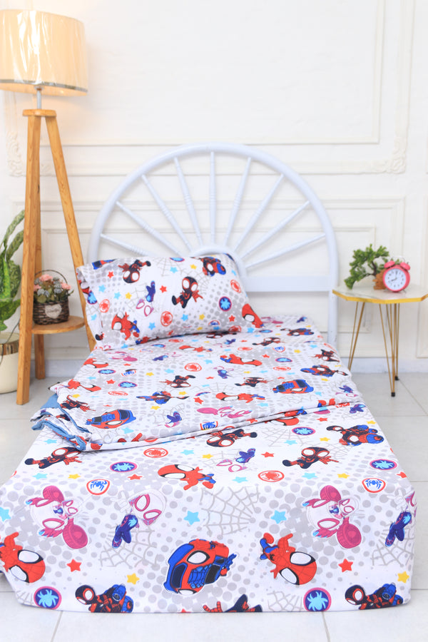 Kids Duvet Set with Flat Sheet with Pillow Cover Team Spidey