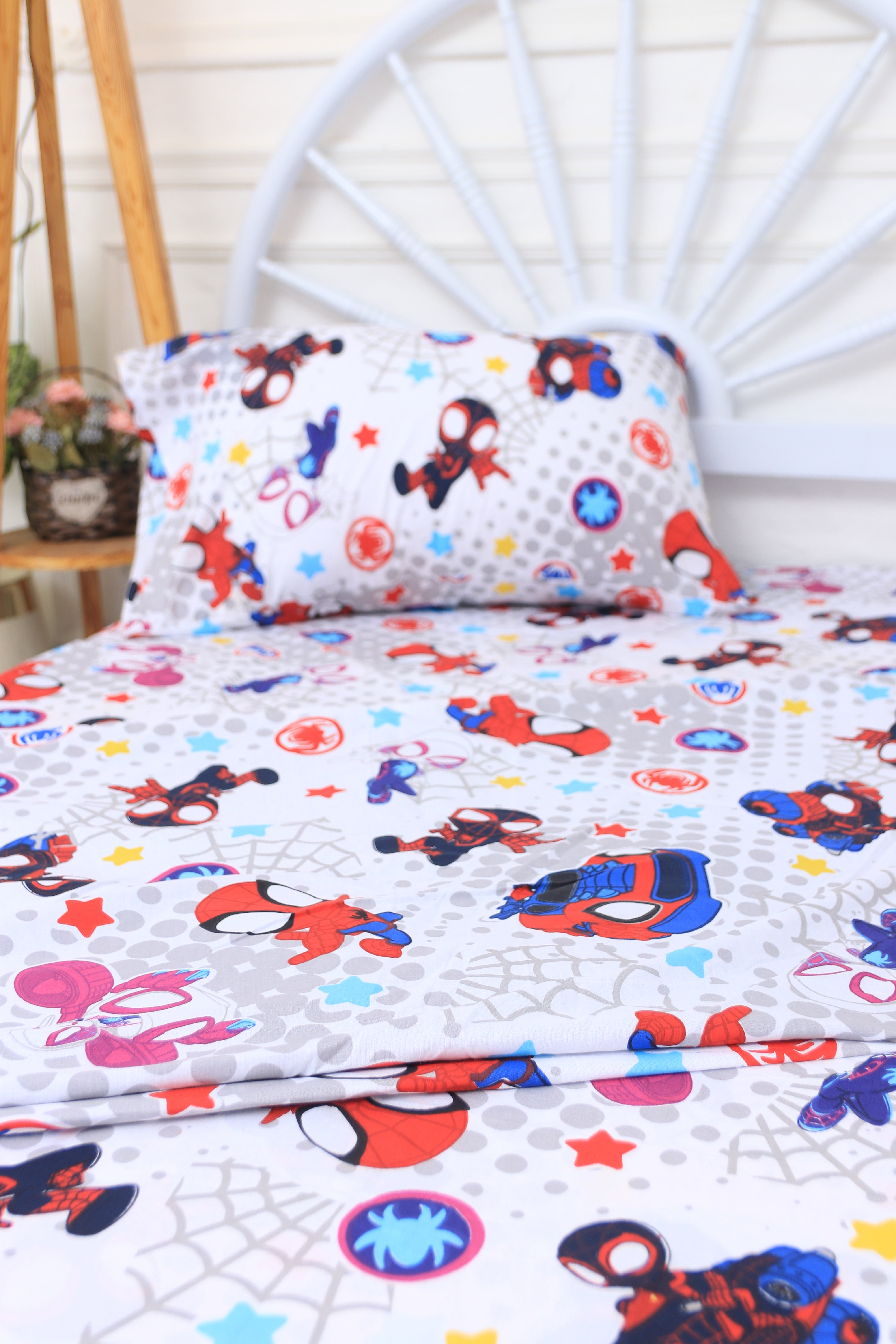 Kids Duvet Set with Flat Sheet with Pillow Cover Team Spidey