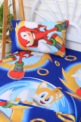 Kids Duvet Set with Flat Sheet with Pillow Cover Sonic Rings