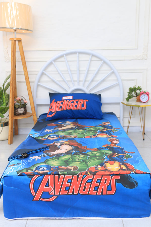 Kids Duvet Set with Flat Sheet with Pillow Cover Avengers